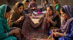 women in village working