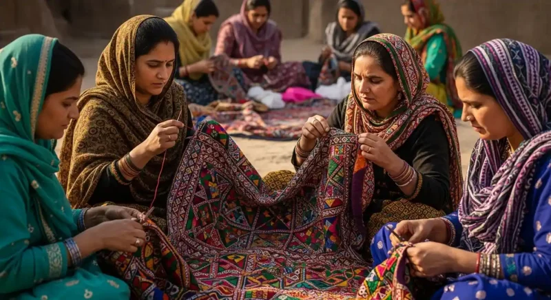 village women crafting
